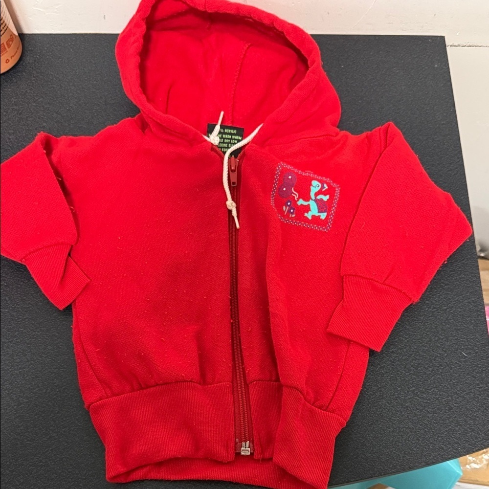 Kids Red Zip-Up Hoodie Sweatshirt 90’s